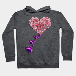 Inspirational Rose Heart & Support Butterflies Hoodie